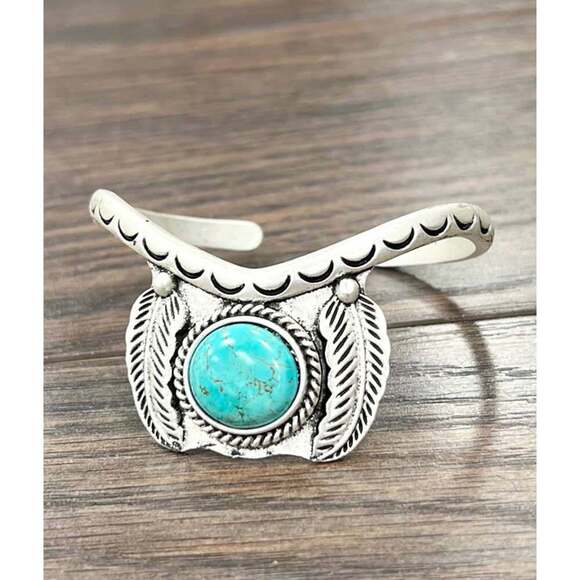 Turquoise Cuff Bracelet - Elegant Natural Stone Design, Western Boho, Ships in - Picture 2 of 10